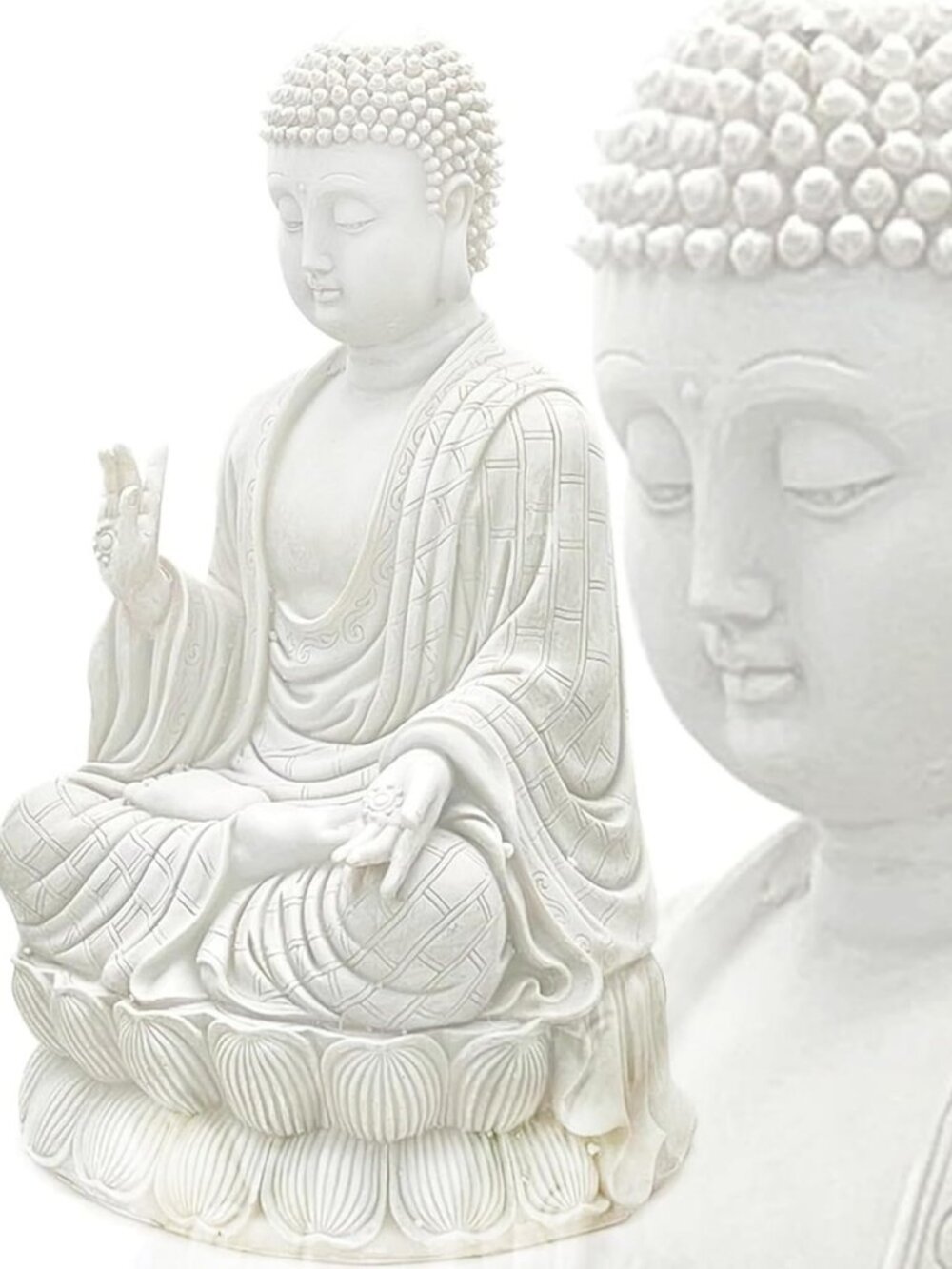 Meditating Buddha Statue - Sitting Blessing, Lotus Mudra, Yoga Decor, Zen Art